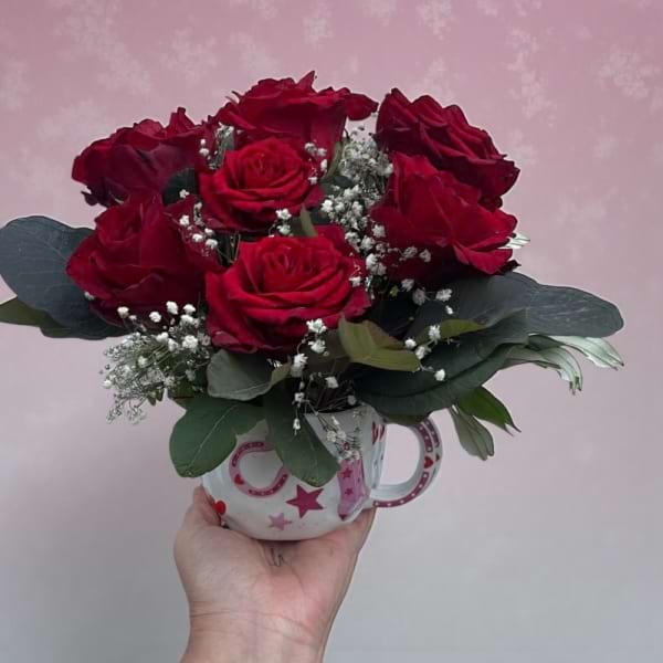 Cup of Love | Red Roses in a Coffee Cup | Preserved Fleurs