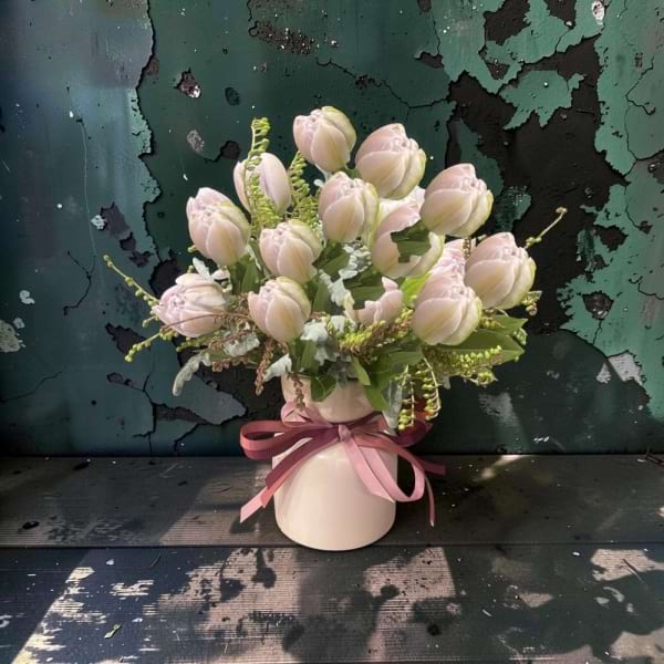 Simple Vase of Pink and Purple Tulips | Preserved Fleurs Mornington